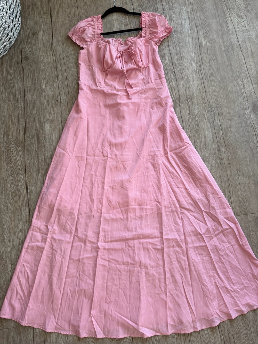 Pink Puff Sleeve Maxi Dress